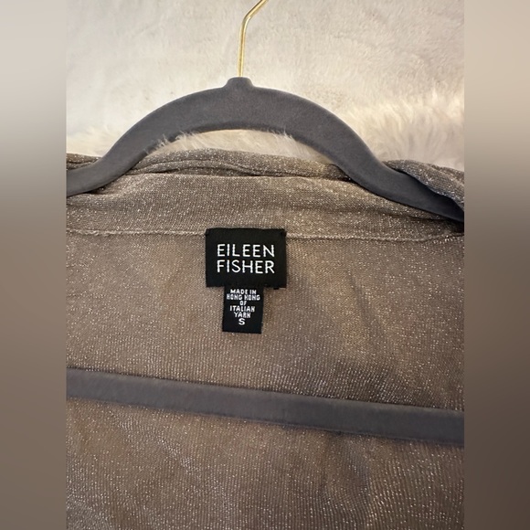 Eileen Fisher Sheer Metallic Gray Cardigan Small - Picture 2 of 3